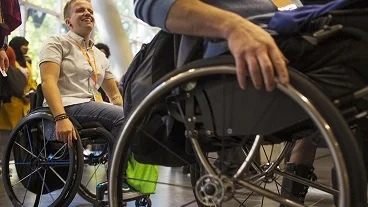 Office workers in wheelchairs